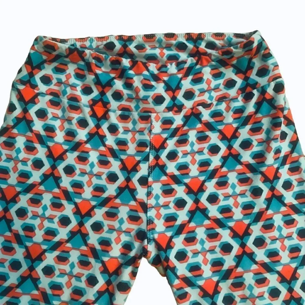 Lularoe Blue Geometric Print Leggings Size OS - Picture 2 of 9